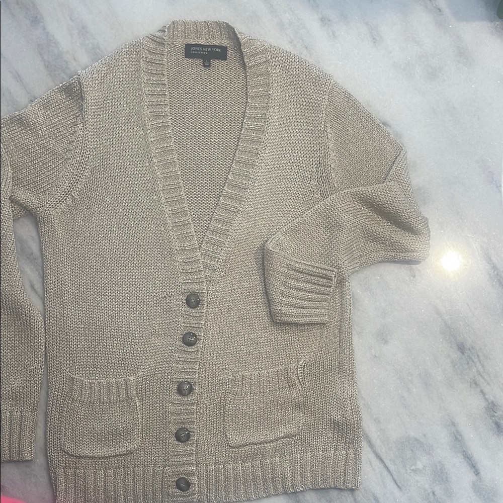 Jones New York Tan Cardigan Sweater